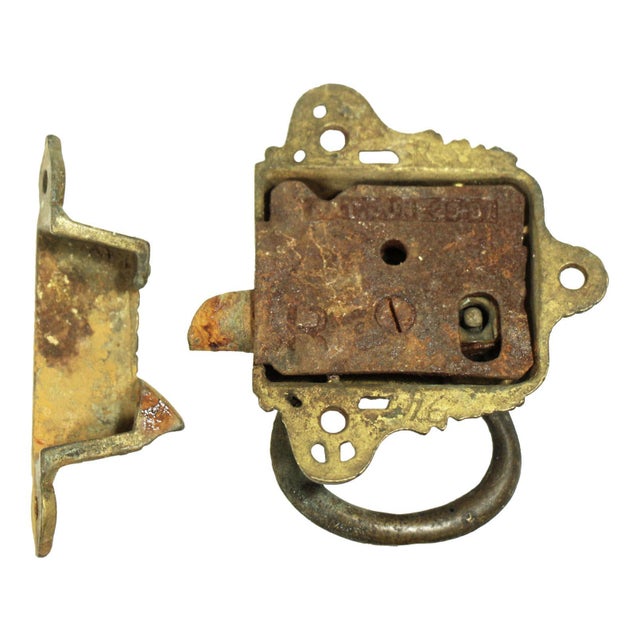 Victorian Antique Victorian Bronze Ice Box Latch With Keyhole For Sale - Image 3 of 5