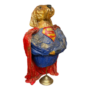 Superdog Paper Mâché Sculpture - Vintage Whimsical Decor