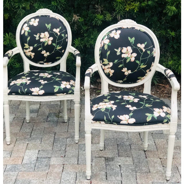 Black A Set of Eight Maison Jansen Style French Louis XVI Chairs With New Upholstery For Sale - Image 8 of 12
