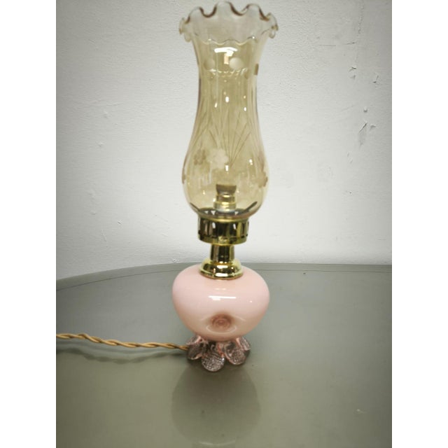 Metal Pink Murano Lamp with Amber Glass, 1950s For Sale - Image 7 of 11