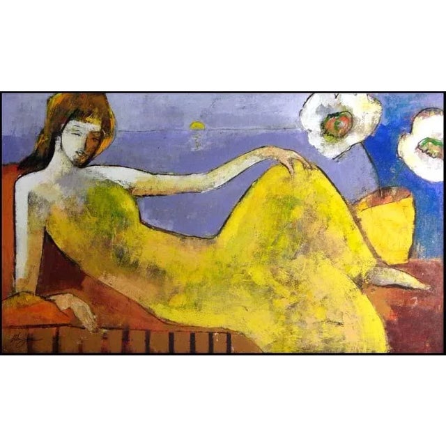 Impressionist "Sur Le Mer" Helen Zarin Fauvist Figurative Oil Painting, Framed For Sale - Image 3 of 5