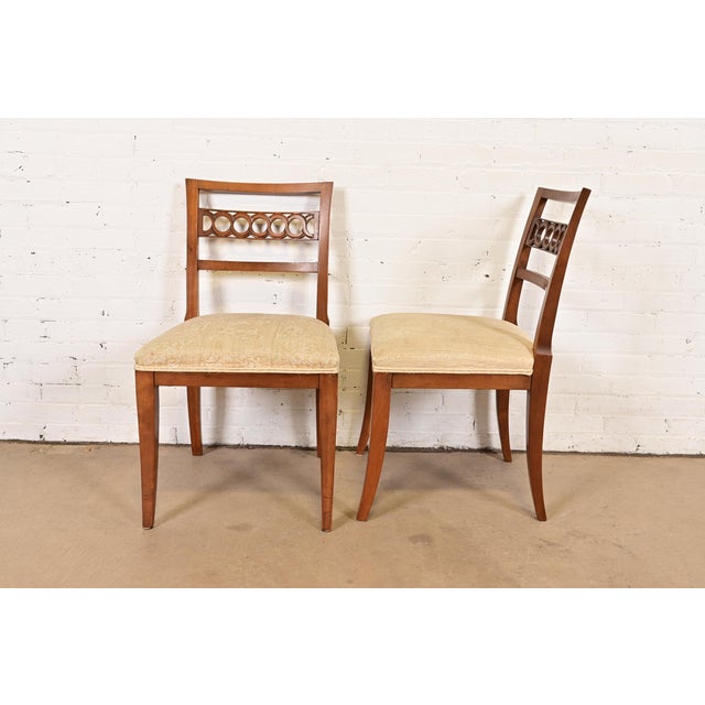 Brown Kindel Furniture Regency Carved Cherry Wood Side Chairs or Dining Chairs, Pair For Sale - Image 8 of 11