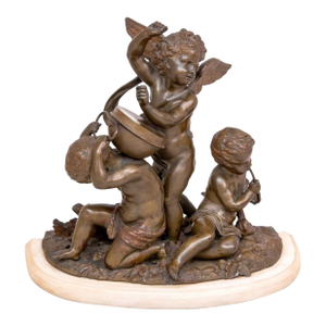 French "Cupid" Figural Group Patinated Bronze