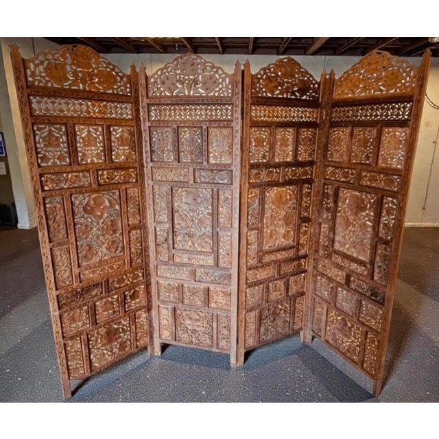 Antique Indian hand-carved room divider Beautiful hand-carved wooden room divider from India A charming and characterful...