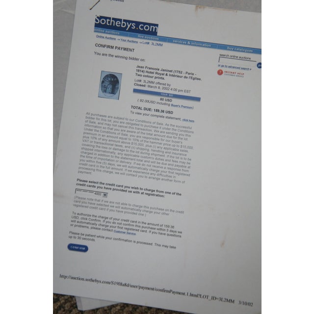 Antique Jean Francois Janinet (1752-1814) Royal Hotel & Church Etchings - A Pair For Sale - Image 12 of 13