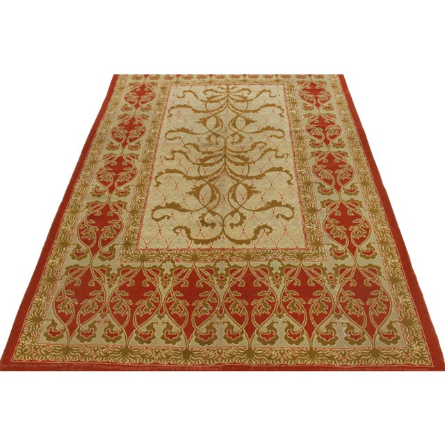 Hand-knotted in wool circa 1920-1930, Rug & Kilim boasts this 7x11 antique European Art Nouveau rug making a grand entry...
