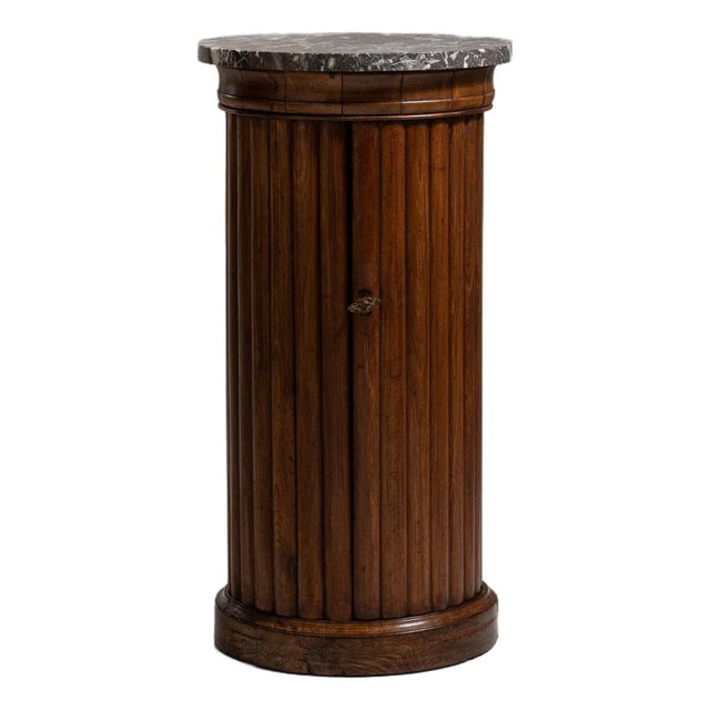 Early 19th Century France Rich Walnut Brown Fluted Walnut Pedestal Cabinet For Sale