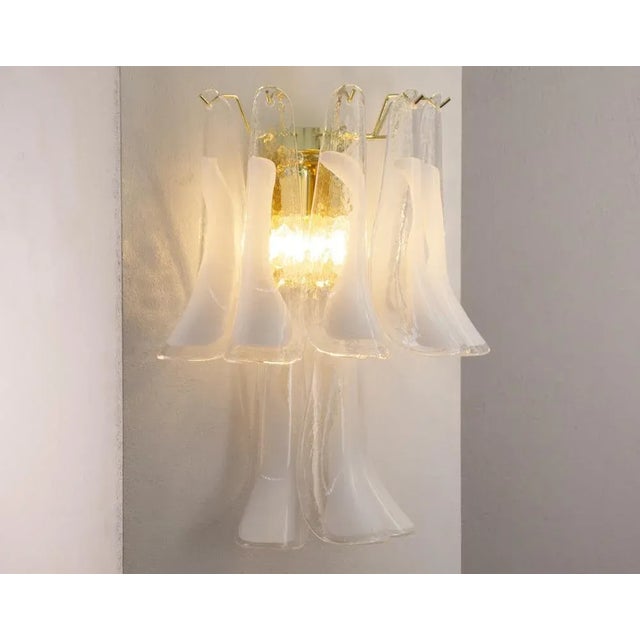 Gold Large Petal Wall Light in Murano Glass with White Decoration, Italy, 1990s For Sale - Image 8 of 11