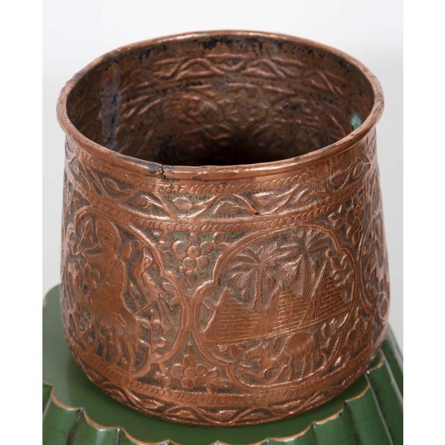 Early 20th Century Hand Etched Copper Jardiniere in the Style of Mamluke, Egypt, 1920 For Sale - Image 5 of 6