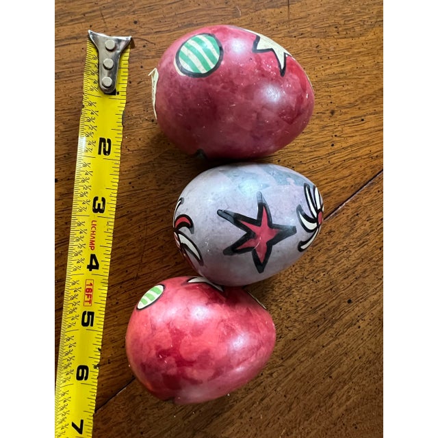 Illustration 1970s Hand Painted African Stone Eggs - Set of 3 For Sale - Image 3 of 7