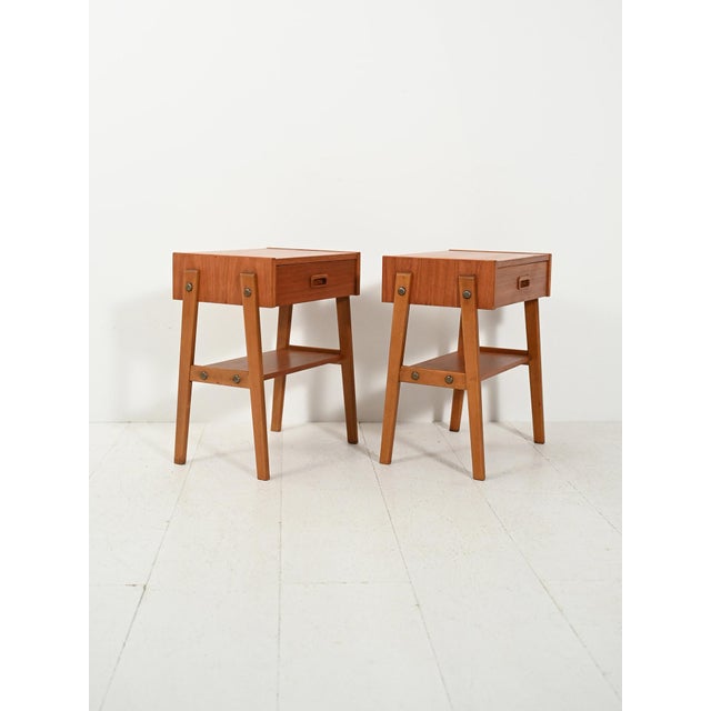 Scandinavian Teak Bedside Tables, 1960s, Set of 2 For Sale - Image 4 of 11