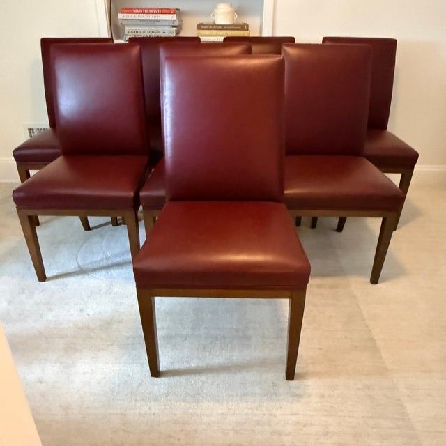 Set of 8 Artistic Frame Dining Chairs With Moore & Giles Leather For Sale - Image 4 of 9