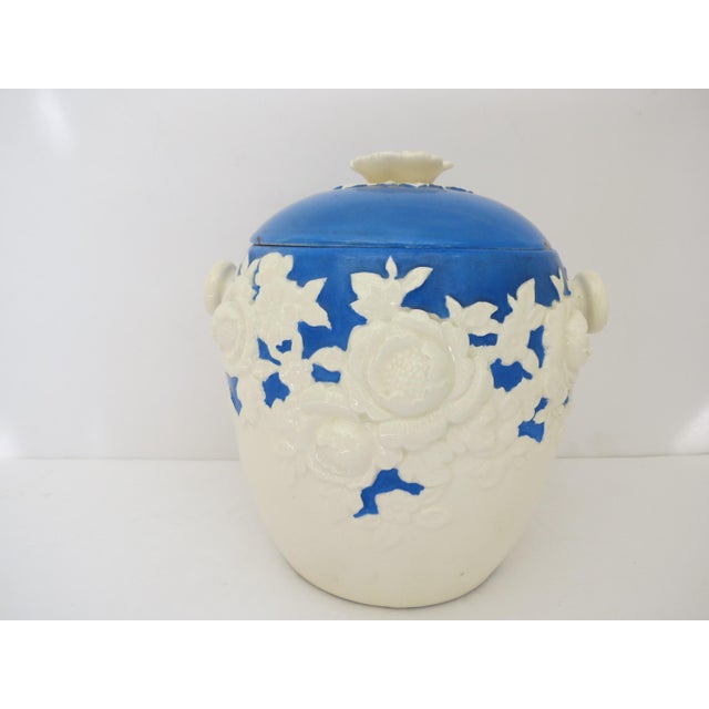 Blue White Floral Cookie Jar Chairish
