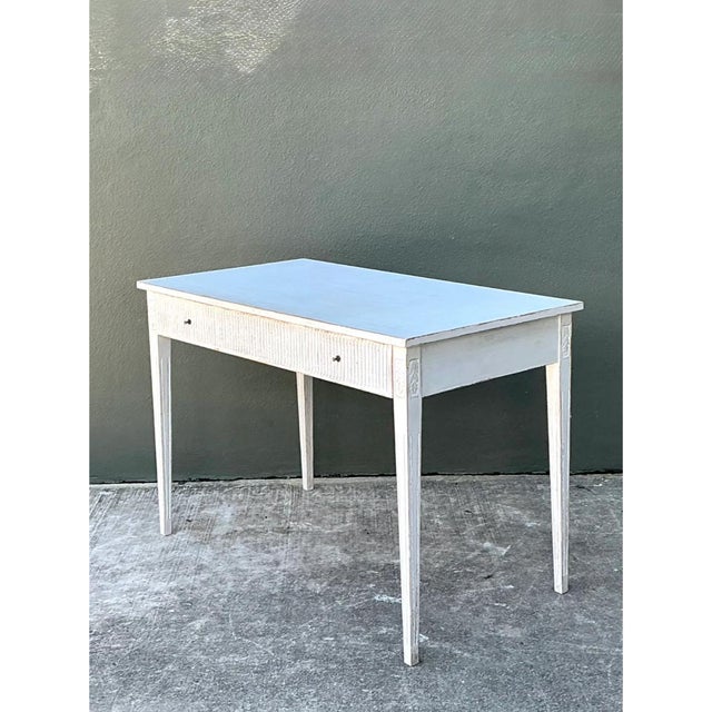 White Vintage Painted Wood Writing Desk For Sale - Image 8 of 12