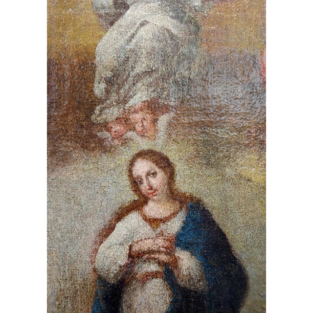 Brown 17th Century Italian Old Master-Madonna Surrounded by Saints -Oil Painting For Sale - Image 8 of 12