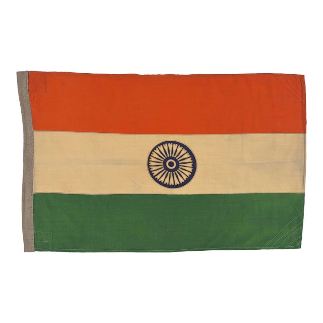 Small Vintage Wool Flag of India For Sale