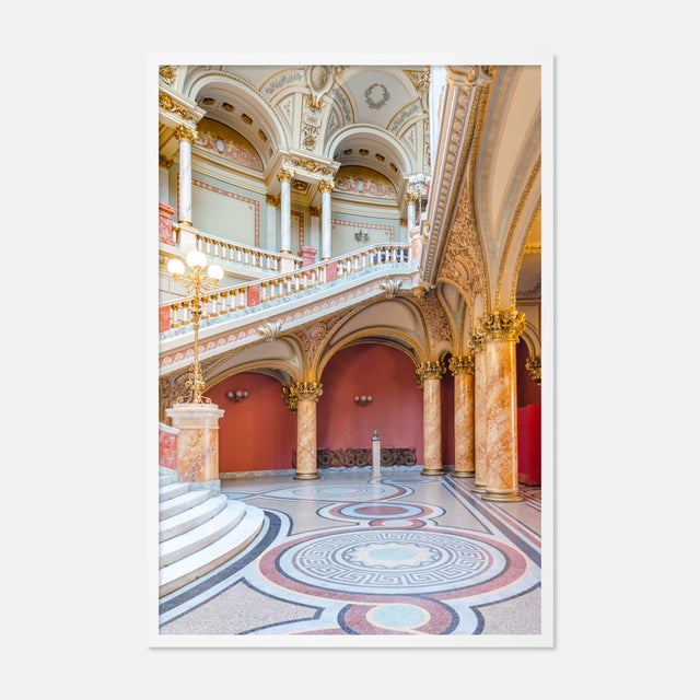 Contemporary The Romanian Atheneum Lobby by Richard Silver in White Framed Paper, Small Art Print For Sale - Image 3 of 3