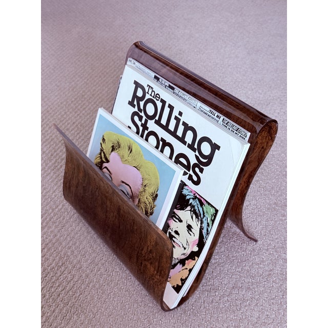 Very Rare Vintage 1970's Mid Century Modern Free Form Magazine Rack in Faux Tortoiseshell Lucite / Plexiglass For Sale - Image 12 of 18