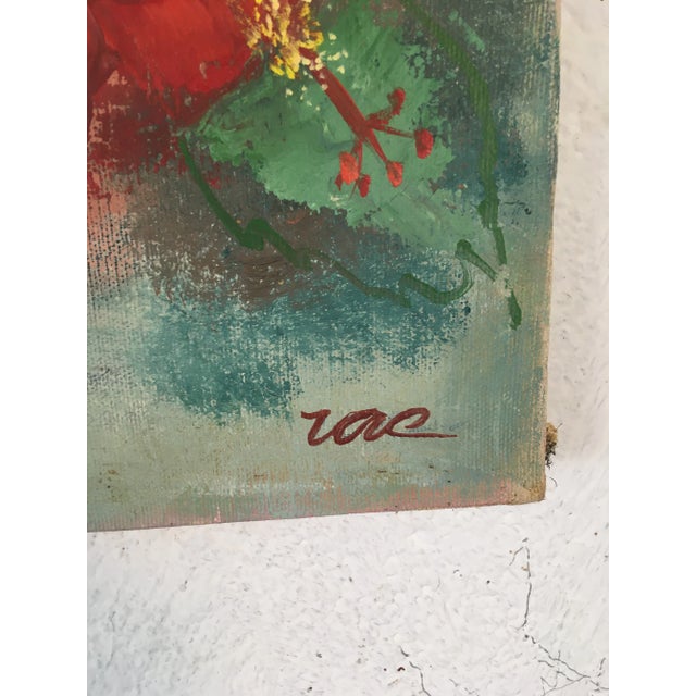 1960s Vintage Oil on Canvas, Hibiscus For Sale - Image 5 of 9