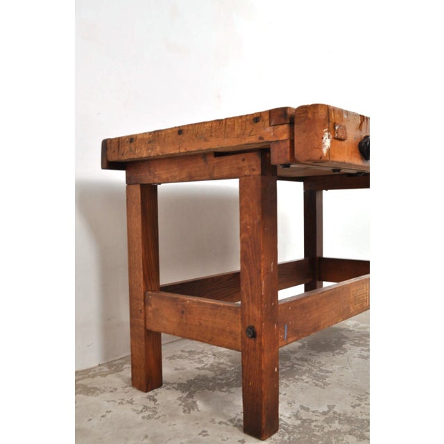 Vintage Carpenters Workbench in Beech from Nooitgedagt, 1950s For Sale - Image 9 of 13