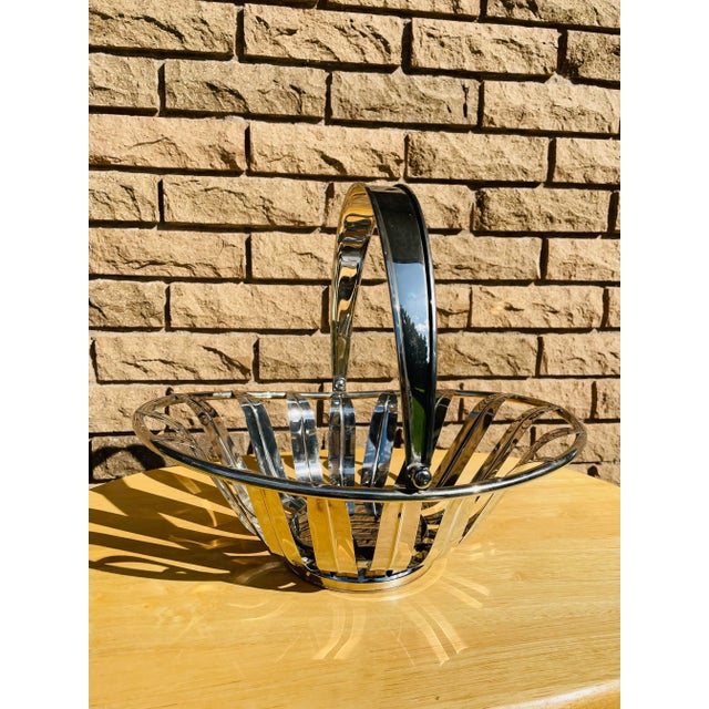 Vintage Mid Century Modern Silver Plated Fruit Basket For Sale - Image 10 of 10