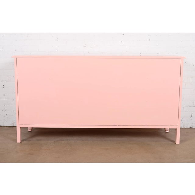 Kindel Furniture French Provincial Louis XV Pink Lacquered Dresser, Newly Refinished For Sale - Image 11 of 12