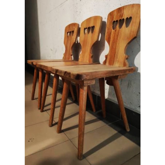 Folk Art Pine Wood Chairs, 1970s, Set of 3 For Sale - Image 15 of 15