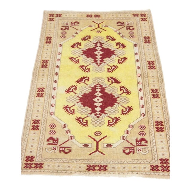 Vintage handknotted decorative rug from Milas region of Turkey. Approximately 50-60 years old. In very good condition.