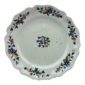 Antique 19th Century French Faience Floral Tin Glazed Earthenware Plate
