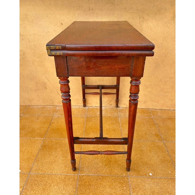 English Oak Games Table with Green Felt Top, 1930s For Sale - Image 4 of 7