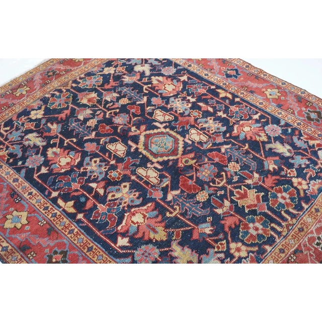 Textile Antique Heriz Rug 4'4'' X 5'0" For Sale - Image 7 of 9