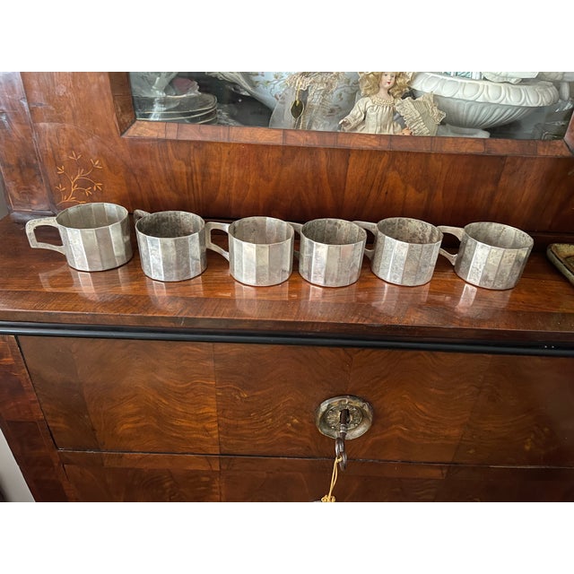 Art Deco Early 1900s New York Wien Wrerkstate Silverplate Glass Holders- Set of 6 For Sale - Image 3 of 5