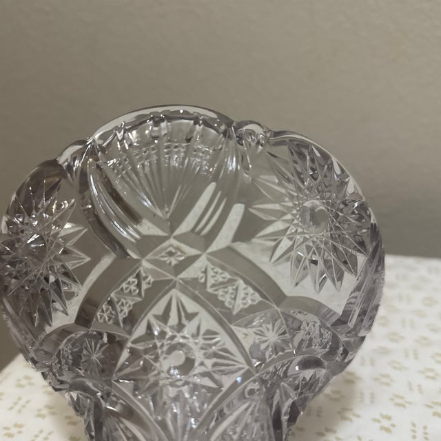 1950s Vintage Star Clear Pressed Glass Base-Stem Vase in Smokey Grey Color For Sale - Image 5 of 6