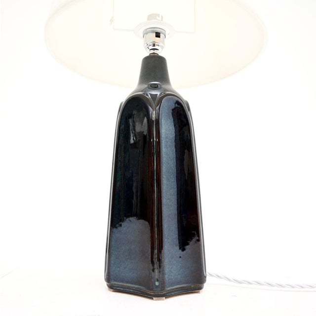 Blue Vintage Danish Ceramic Table Lamps by Einar Johansen for Soholm, 1960, Set of 2 For Sale - Image 8 of 11