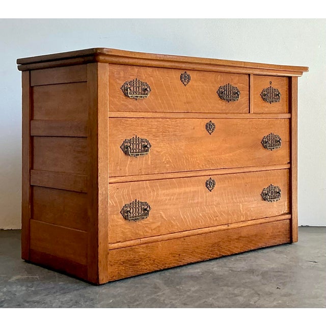 Vintage 1860s Oak Chest of Drawers With Hidden Drawer For Sale - Image 10 of 12