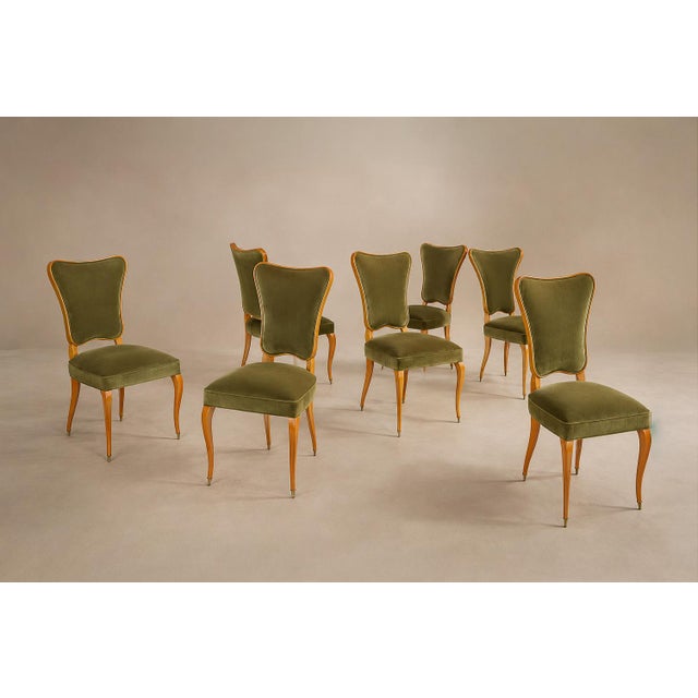 Brazilian Modern Set of Eight Dining Chairs in Pau Marfim and Olive Green Mohair by Giuseppe Scapinelli, 1950s, Brazil For Sale - Image 12 of 18