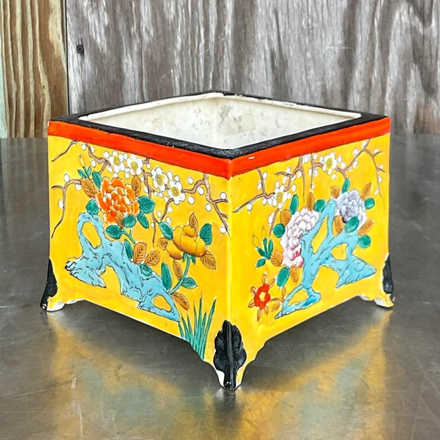 Vintage Asian Glazed Ceramic Cache Pot For Sale In West Palm - Image 6 of 6