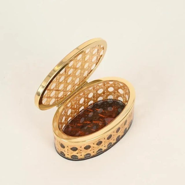 Metal Decorative Boxes in Brass, Acrylic Glass and Vienna Straw from Dior, Italy, 1970s, Set of 3 For Sale - Image 7 of 18