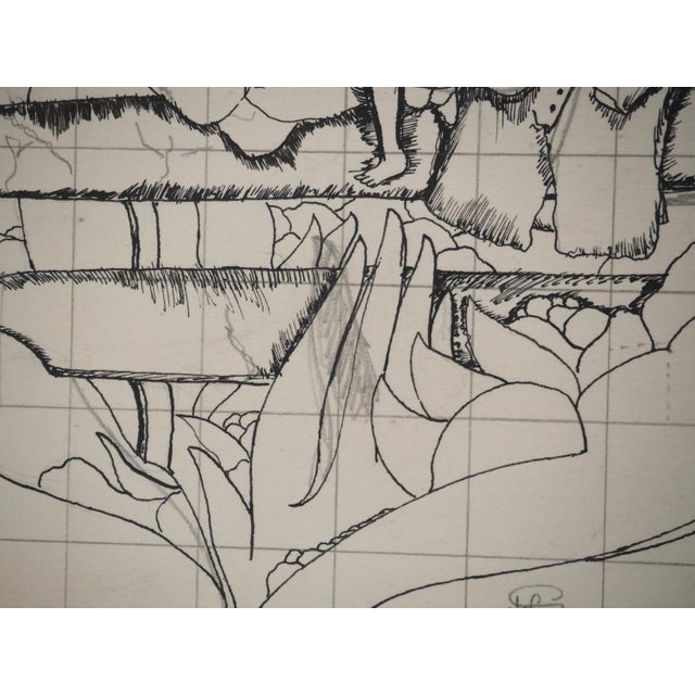 Jean-Claude Silbermann, Sly Signs, The Blossoming of the Flower, Original Ink Drawing For Sale - Image 5 of 6