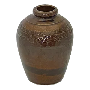 Vintage Chinese Handmade Ceramic Brown Glaze Vase Jar