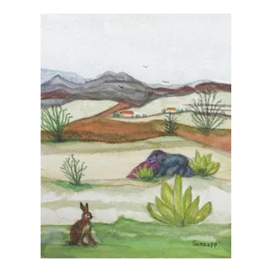 Contemporary Rustic Jackrabbit Landscape Painting