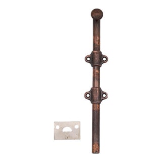 Vintage 9 In. Japanned Steel Surface Door Bolt For Sale
