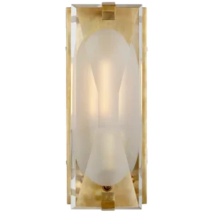 Kate Spade New York for Visual Comfort Signature Castle Peak Small Bath Sconce in Soft Brass with Etched Clear Glass
