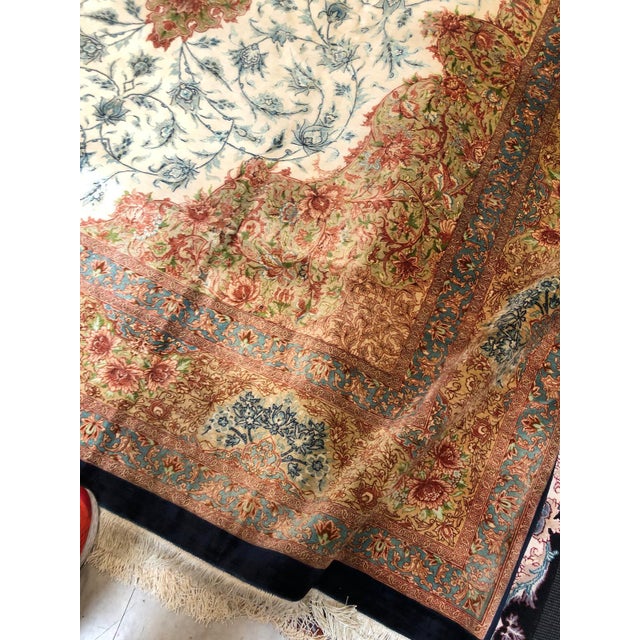 1980s 1980s Traditional Handmade Silk Persian Rug | 7’8”x11’6” For Sale - Image 5 of 10