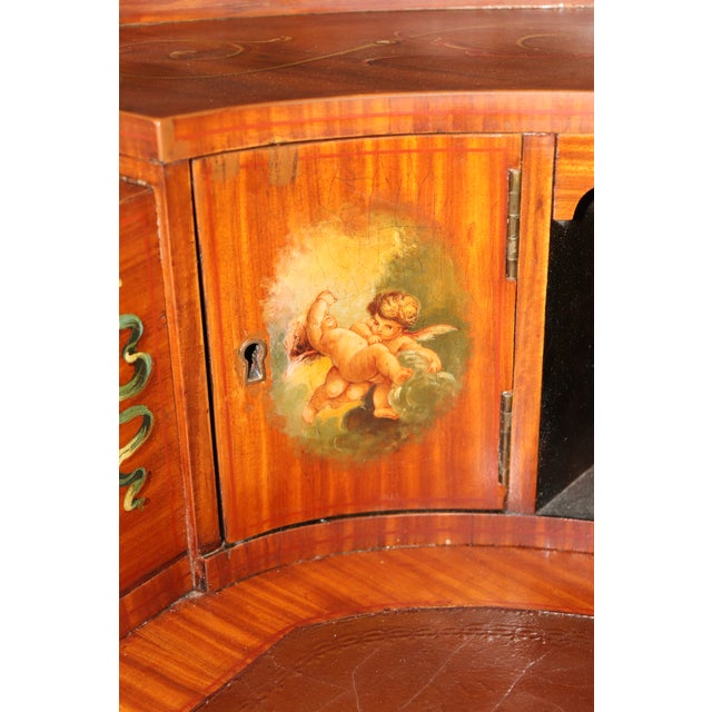 English Made Satinwood Adams Paint Decorated Carlton House Desk With Cubbies For Sale - Image 16 of 18