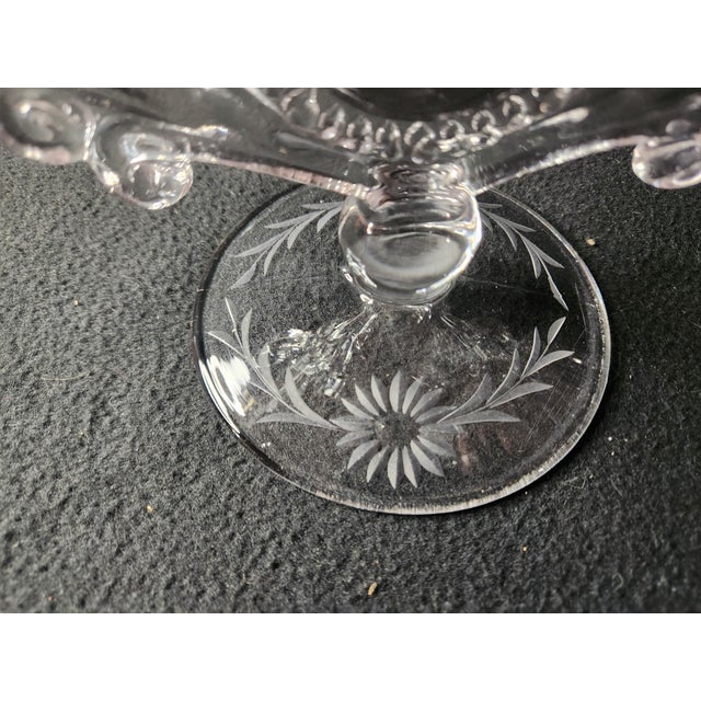 Glass Early 20th Century Double Light Candlestick Holders Line #555 - a Pair For Sale - Image 7 of 7
