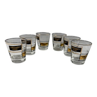 1960s Golden Eagle Low Ball Glasses Set of 6 For Sale