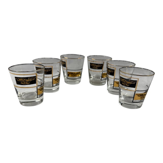 1960s Golden Eagle Low Ball Glasses Set of 6 For Sale