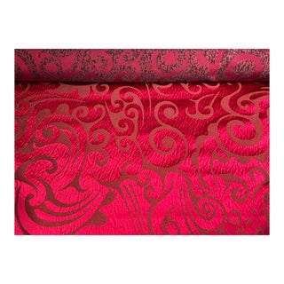 Vintage Donghia Sahco Garibaldi 2661-5 Bordeaux Jacquard Satin Fabric 7 Yards For Sale