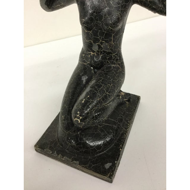Antique Crackle Painted & Cast Metal Nude For Sale In Portland, ME - Image 6 of 11